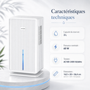 Déshumidificateur d’Air Silencieux 40 dB – Maison, Chambre et Salle de Bain