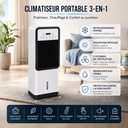 Climatiseur Portable 3 en 1 – Rafraîchisseur d’Air, Chauffage et Ventilation pour Maison